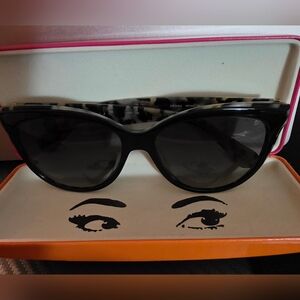 NEW Kate Spade Black With Tortoise Rim And Temple Cat-Eye Sunglasses